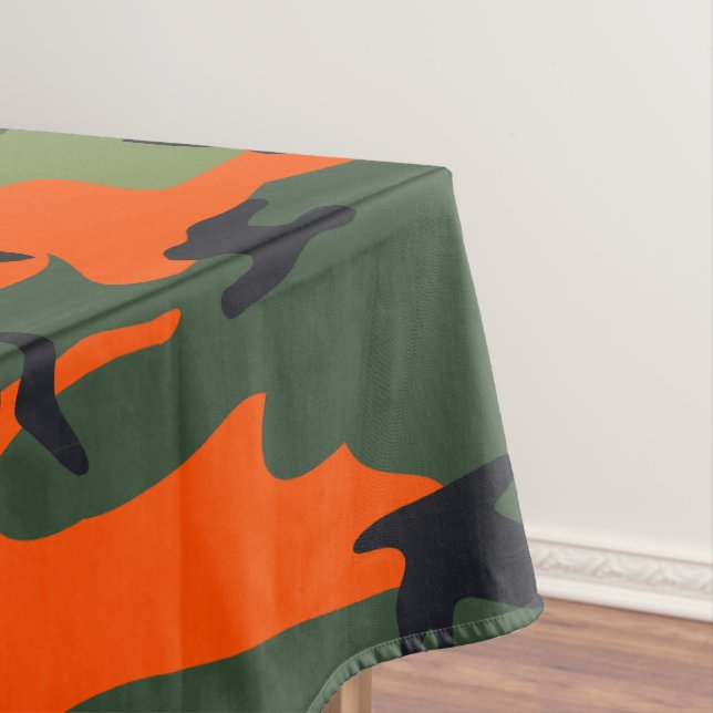 Toalha De Mesa Camuflagem Laranja e Verde, Militar, Exército (Posição Original)