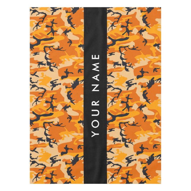 Toalha De Mesa Camuflagem Laranja Seu nome Personaliza (Frente)
