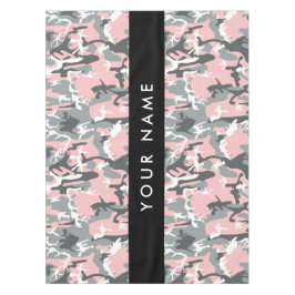 Toalha De Mesa Camuflagem Rosa e Cinza Personalize seu nome