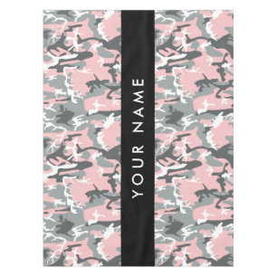 Toalha De Mesa Camuflagem Rosa e Cinza Personalize seu nome