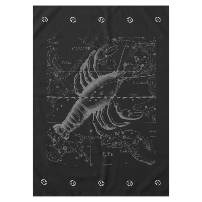 Toalha De Mesa Cancer de Estilo Cromo Símbolo Zodiac em Hevelius  (Frente)