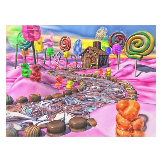 Toalha De Mesa Candyland cor-de-rosa - (Frente (Horizontal))