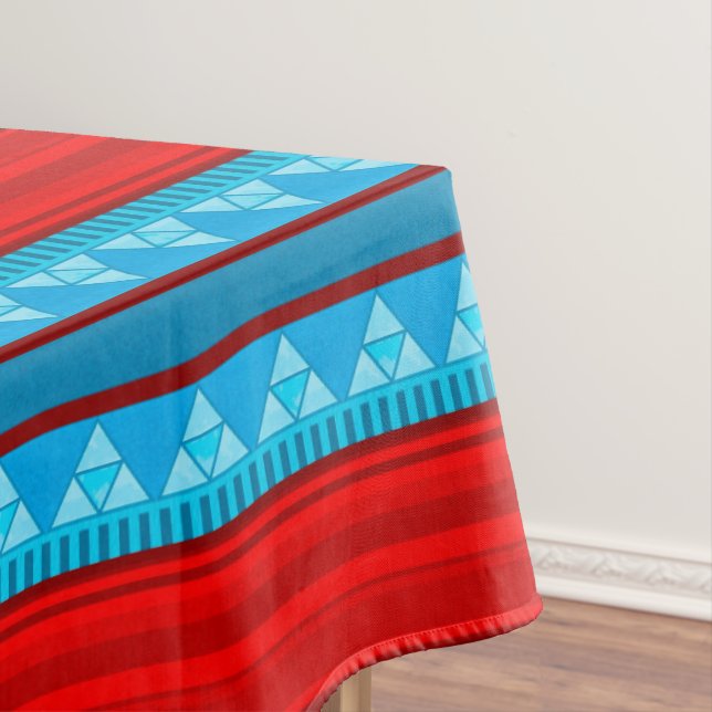 Toalha De Mesa Cânion do Rio Sudoeste Geométrico Vermelho Turques (Posição Original)