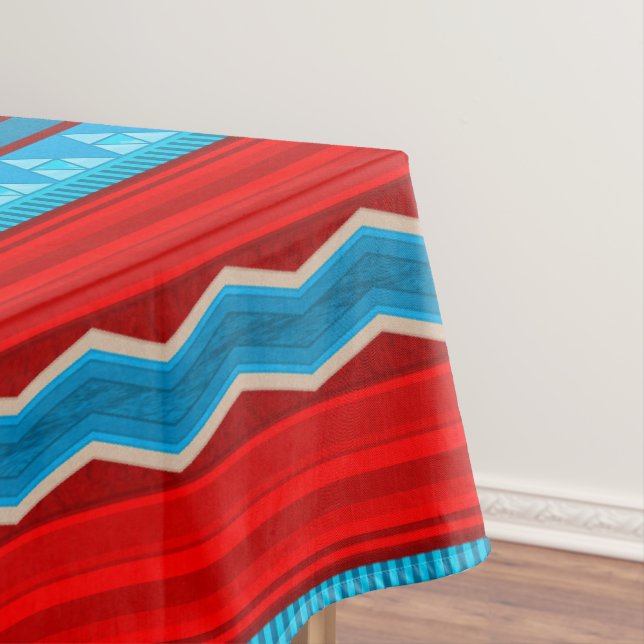 Toalha De Mesa Cânion do Rio Sudoeste Geométrico Vermelho Turques (Posição Original)