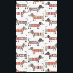 Toalha De Mesa Cão de Enchimento<br><div class="desc">Enchidos bonitos de Dachshund ou cachorros-salsicha em tricô malhado. Perfeito para amantes de cachorros e ambulantes de cães.</div>