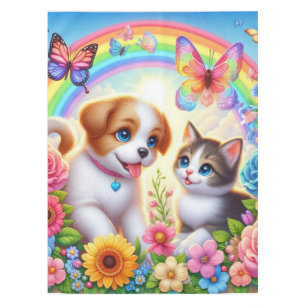 Toalha De Mesa Cãozinho/cachimbo/arco-íris de gatinho