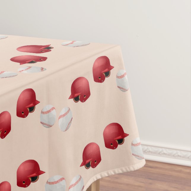 Toalha De Mesa Capacete de basebol e bolas ligadas (Posição Original)