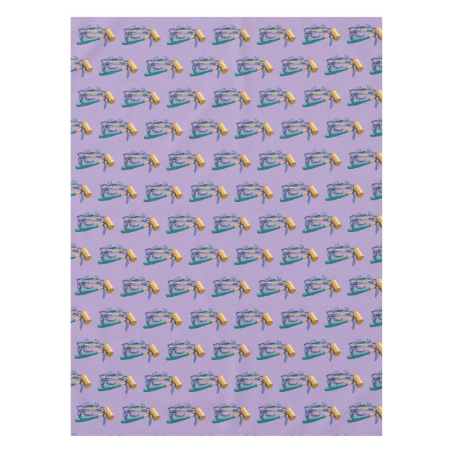 Toalha De Mesa Caranguejo Azul Desenhado à Mão com Cabeleireiro M (Frente)