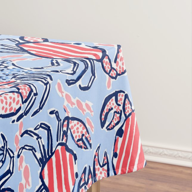 Toalha De Mesa Caranguejos Patrióticos Stars Vermelho Azul (Posição Original)