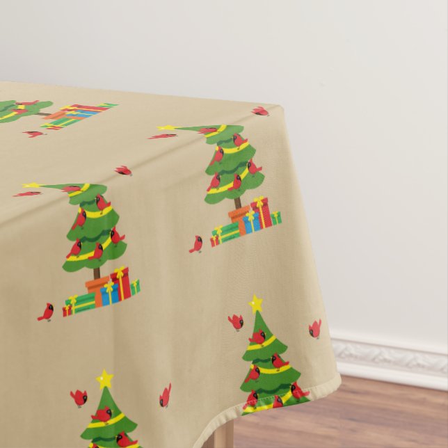 Toalha De Mesa Cardeais Vermelhos - Merrier Natal Passado Junto (Posição Original)