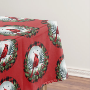Toalha De Mesa Cardinal Vermelho com Bagas de Azevinho