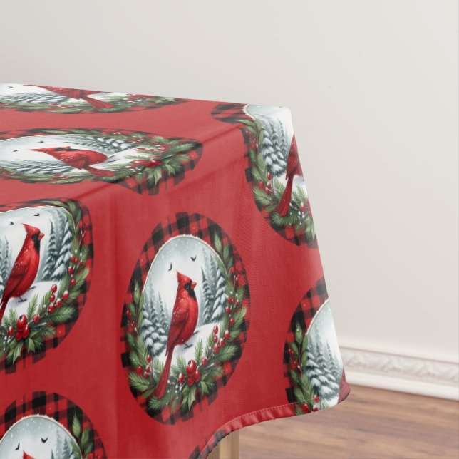 Toalha De Mesa Cardinal Vermelho com Bagas de Azevinho (Posição Original)