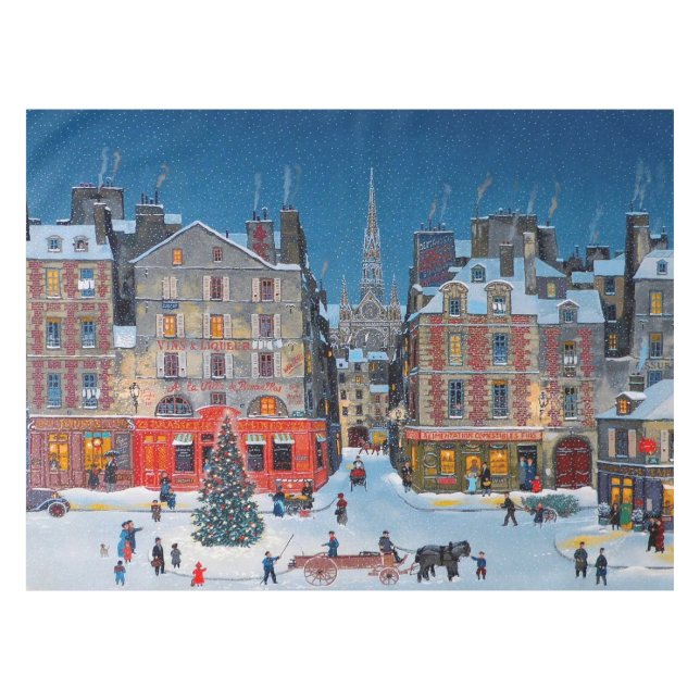 Toalha De Mesa Carrinho desenhado de natais vintages (Frente (Horizontal))