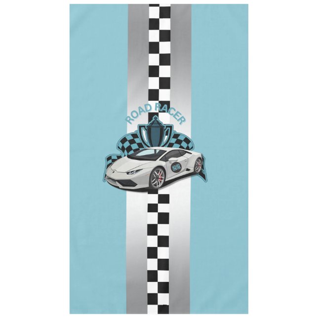 Toalha De Mesa Carro de corrida verde, preto e branco (Frente)
