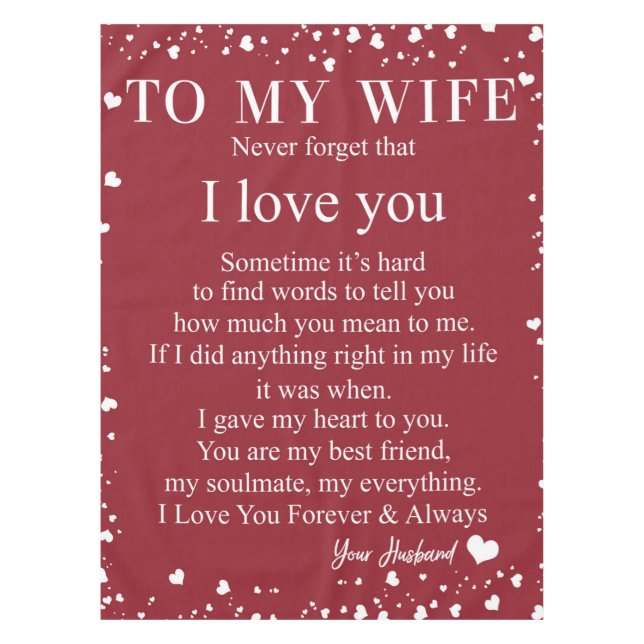 Toalha De Mesa Carta Personalizada À Minha Esposa Do Presente De  (Frente)