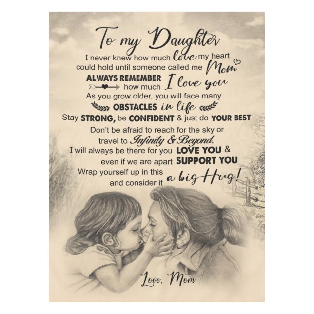 Toalha De Mesa Carta Personalizada À Minha Filha Da Mãe (Frente)