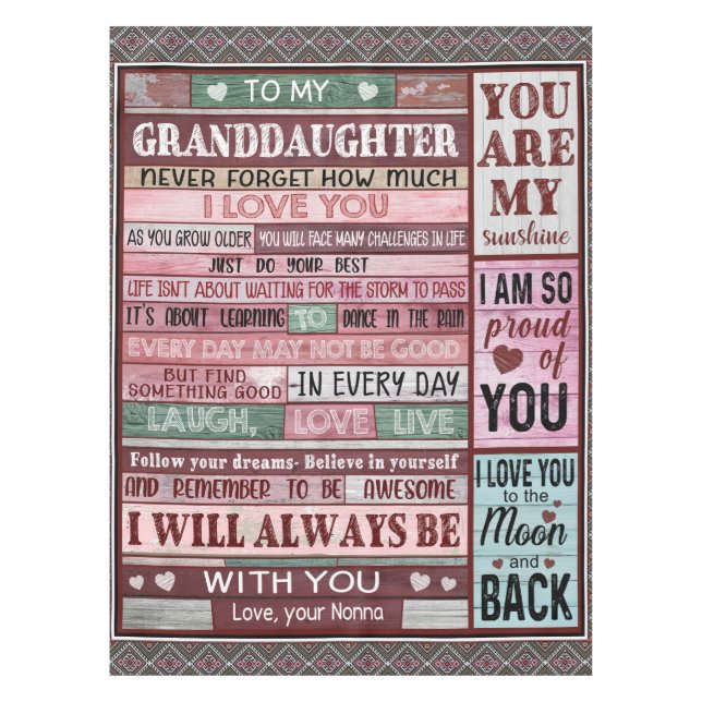 Toalha De Mesa Carta Personalizada À Minha neta (Frente)