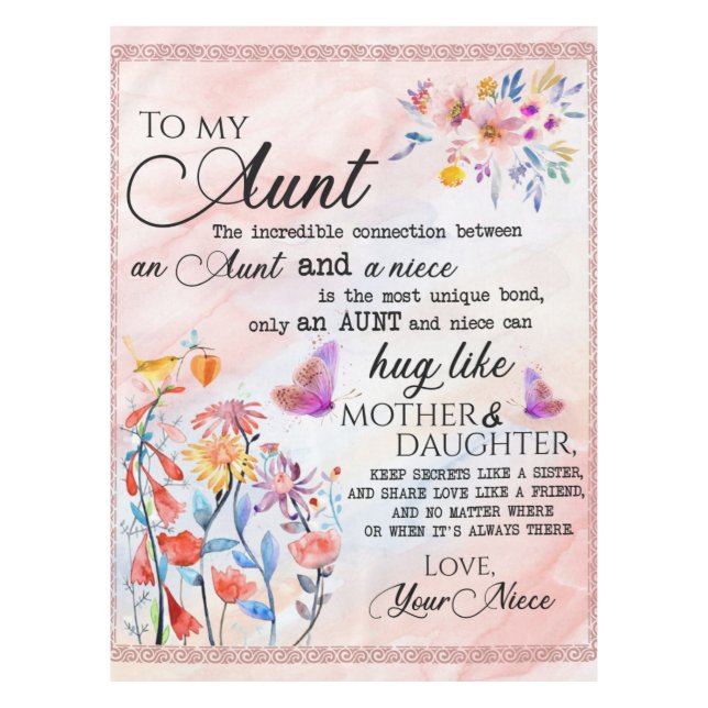 Toalha De Mesa Carta Personalizada Para Minha Tia (Frente)