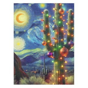 Toalha De Mesa Cartão de Férias Saguaro Cactus no Deserto de Nata