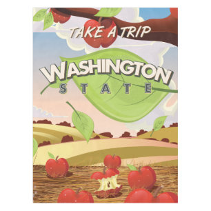 Toalha De Mesa Cartaz de viagem da macieira do estado de Washingt
