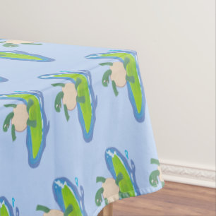 Toalha De Mesa Cartografia de surf de tartaruga engraçada