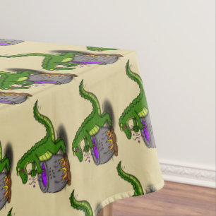 Toalha De Mesa Cartografia engraçada do cozinhar de jacaré verde