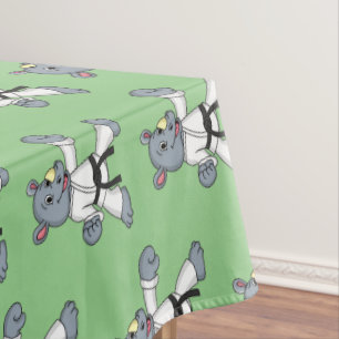 Toalha De Mesa Cartoon bonito rhino kung fu