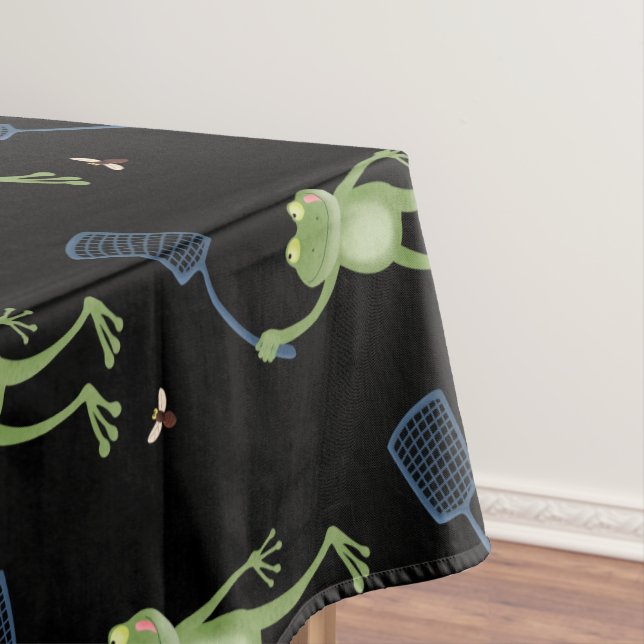 Toalha De Mesa Cartoon de mosca verde-sapo engraçado (Posição Original)