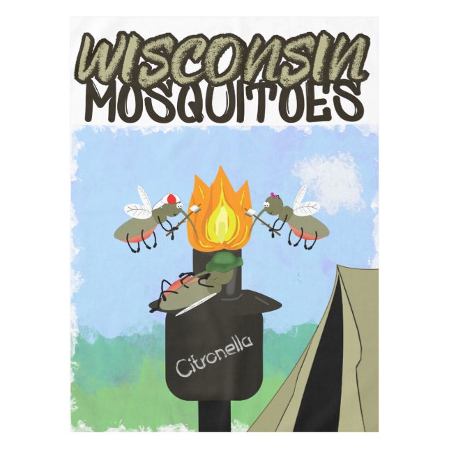 Toalha De Mesa Cartoon de Wisconsin Mosquitos - Camping de Tiki (Frente)