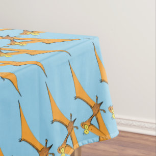 Toalha De Mesa Cartoon voador de pterodátilo, cor de laranja giro