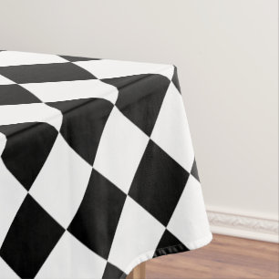 Toalha De Mesa Casa do Padrão Verificado Retro Preto e Branco