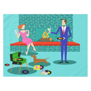 Toalha De Mesa Casal retro com Tablecloth do cão