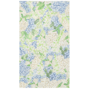 Toalha De Mesa Casamento de Crest de Hydrangea Azul e Branco