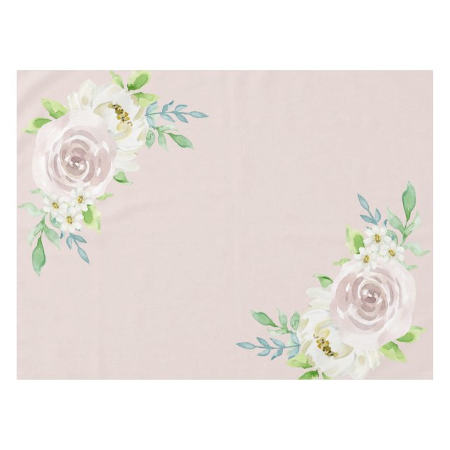Toalha De Mesa Casamento de Rosa de Aquarela Floral de Rosewood S (Frente (Horizontal))