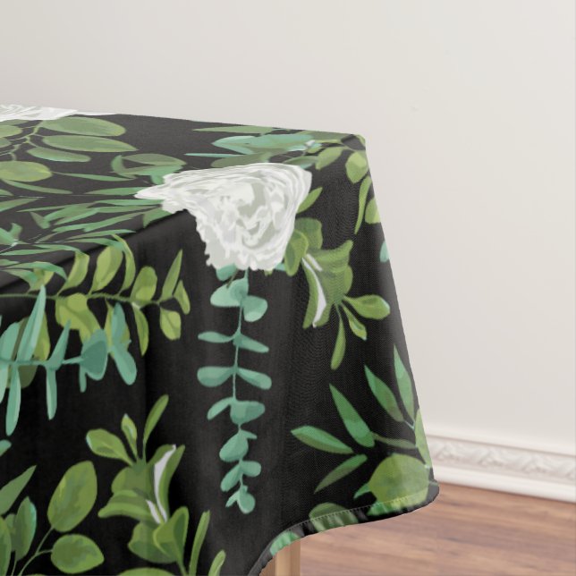 Toalha De Mesa Casamento Floral de Rosa de Peonia Negra e Branca (Posição Original)