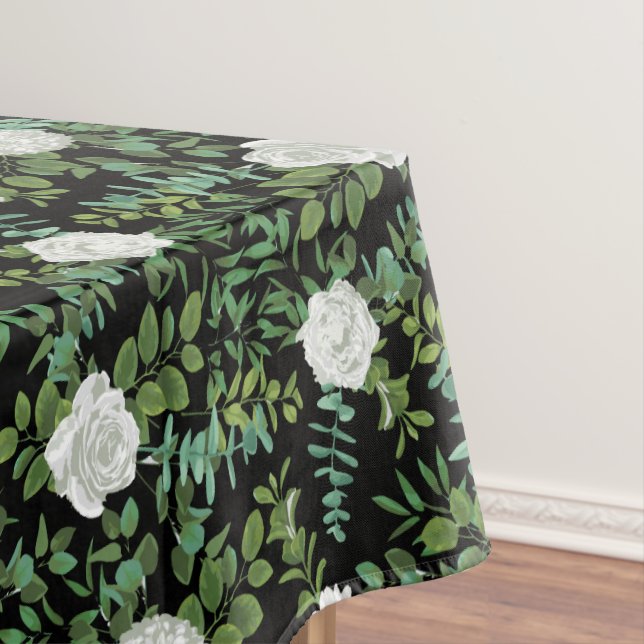 Toalha De Mesa Casamento Floral de Rosa de Peonia Negra e Branca (Posição Original)