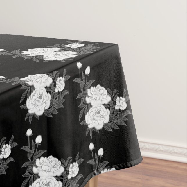 Toalha De Mesa Casamento Floral Preto e Branco / Oportunidade  (Posição Original)