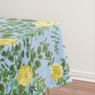 Toalha De Mesa Casamento Floral Rosa Azul Claro Amarelo e Pálido