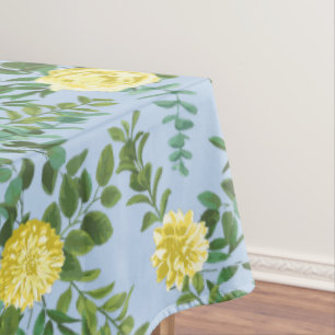 Toalha De Mesa Casamento Floral Rosa Azul Claro Amarelo e Pálido