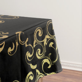 Toalha De Mesa Casamento Gótico Dourado e Negra