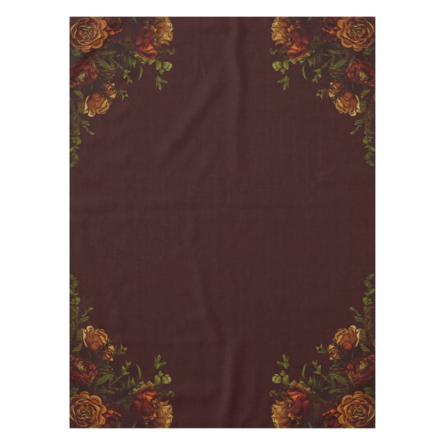 Toalha De Mesa Casamento Gótico Fall Maroon Laranja Russo (Frente)