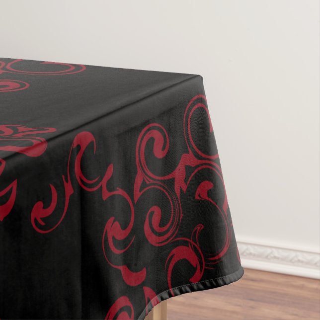 Toalha De Mesa Casamento Gótico Vermelho e Negro (Posição Original)