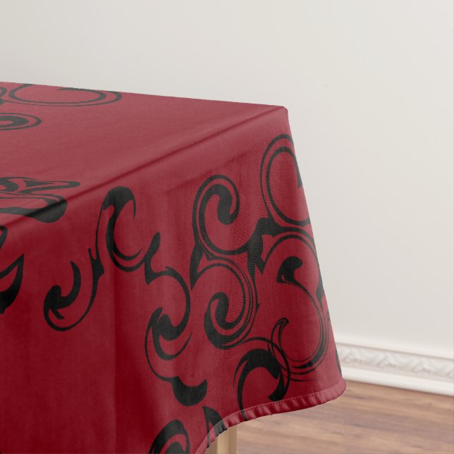Toalha De Mesa Casamento Gótico Vermelho e Negro (Posição Original)