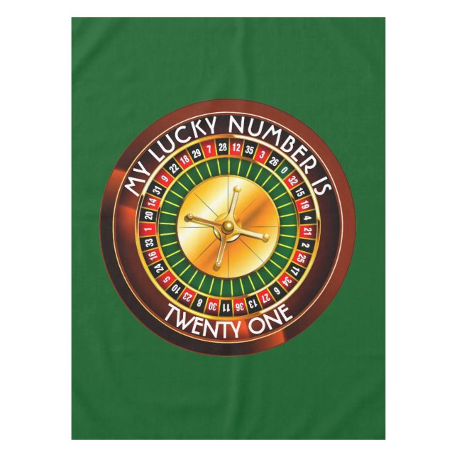 Toalha De Mesa Casino Roulette Wheel Com Seu Número Sortudo (Frente)