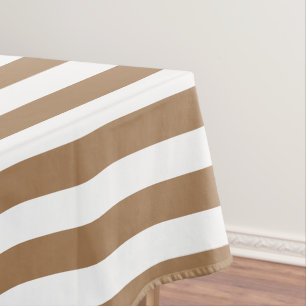 Toalha De Mesa Castanho Clássico e Stripes Brancas