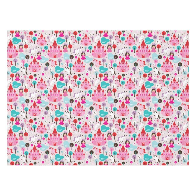 Toalha De Mesa castelo e unicórnio da princesa dos miúdos (Frente (Horizontal))
