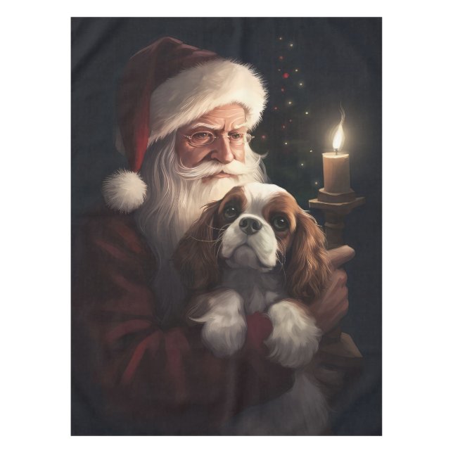 Toalha De Mesa Cavalier King com Papai Noel Natal Festivo (Frente)
