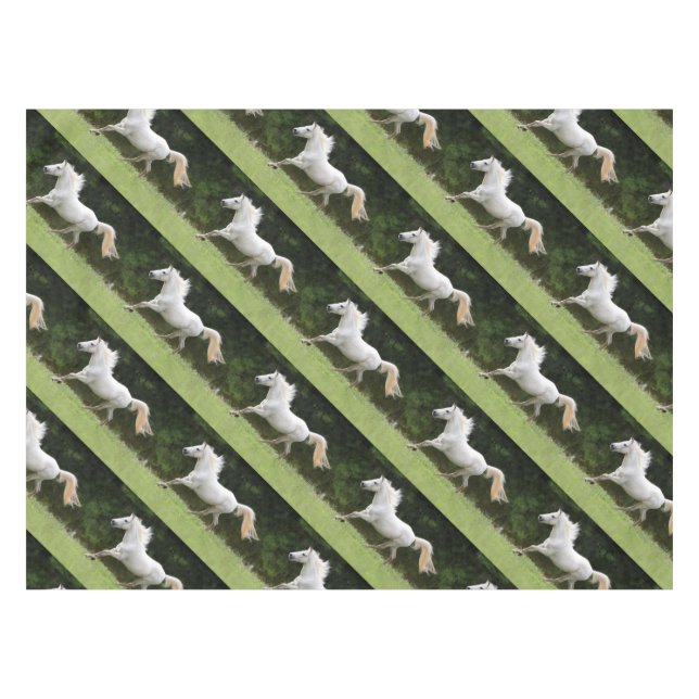 Toalha De Mesa Cavalo Branco Galopping (Frente (Horizontal))
