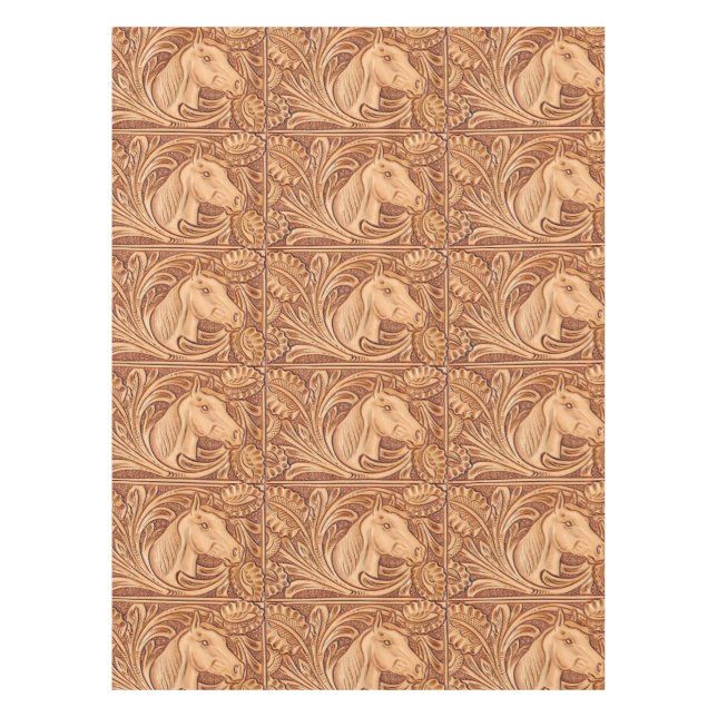 Toalha De Mesa cavalo rústico do equestrian do couro do país (Frente)