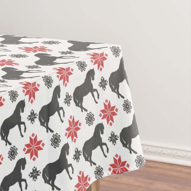 Toalha De Mesa Cavalo vermelho e preto do Natal (Posição Original)